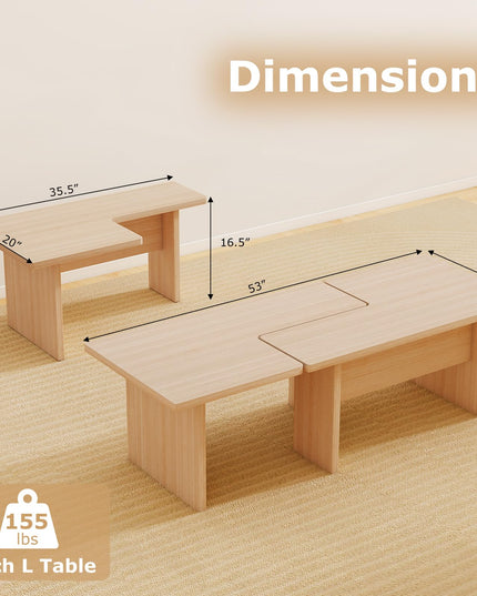 Giantex L Shaped Coffee Table Set of 2 for Small Spaces Apartment