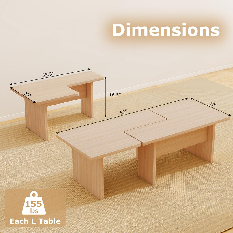 Giantex L Shaped Coffee Table Set of 2 for Small Spaces Apartment