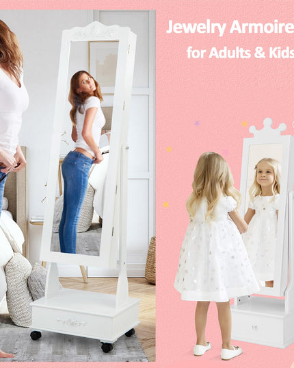 CHARMAID Kids Jewelry Armoire & Adult Jewelry Cabinet Set