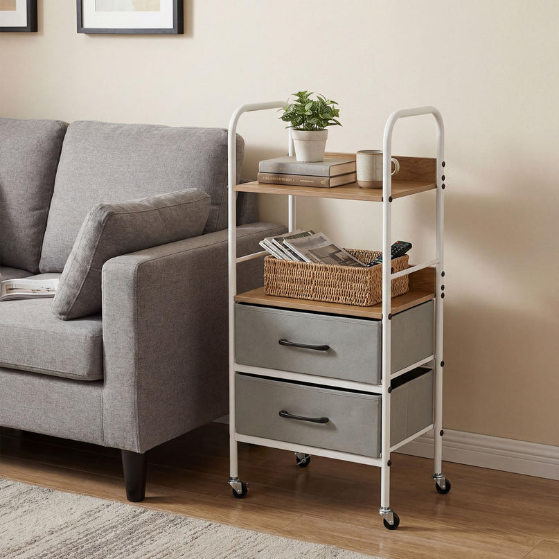 Giantex Utility Rolling Cart with Foldable Fabric Drawers