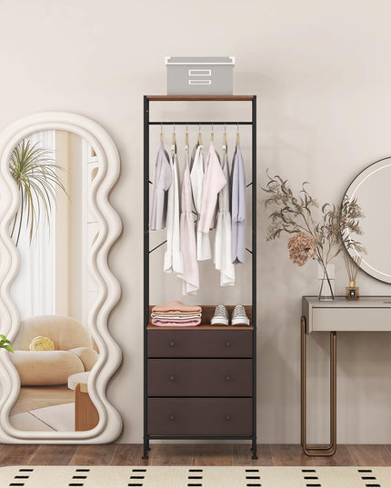 Giantex Clothes Rack with Drawers - Clothing Rack w/ 3-position Hanging Rod, Storage Shelves