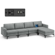 4 Seat Chaise Lounge 1 USB Socket / Grey