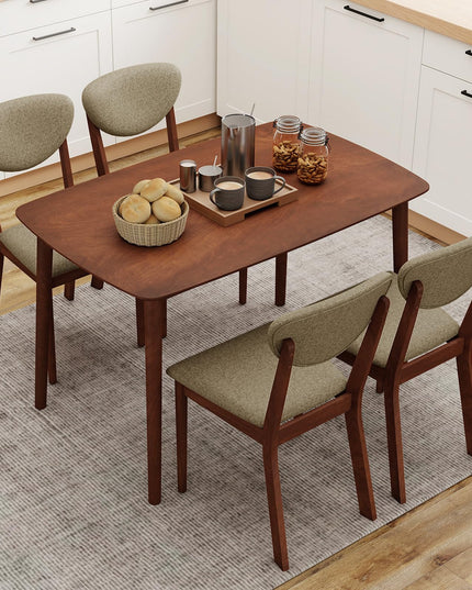 GIANTEX 5-Piece Dining Set for 4 with Rectangular Table & Fabric Chairs for Living Room
