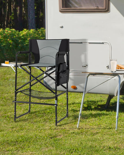 Chaise de réalisateur Giantex de 46 pouces de haut, chaise de camping pliante avec hauteur d'assise de 31 pouces, table latérale, porte-gobelet