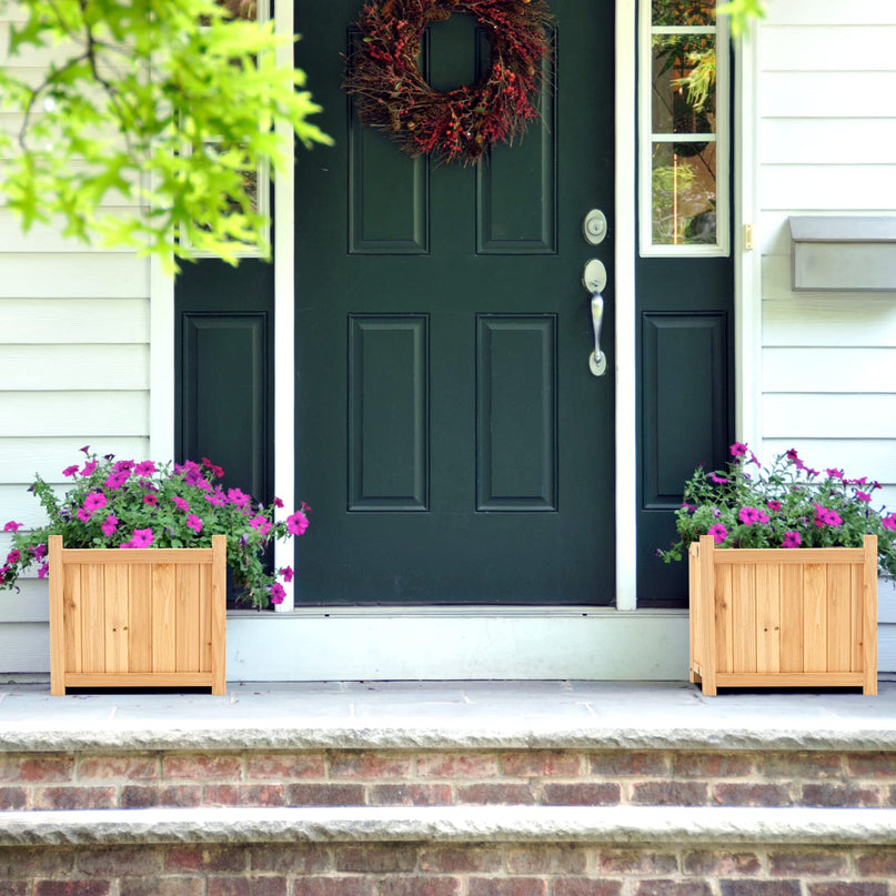 Giantex 15” Planter Raised Garden Bed - Wooden Planting Box, Outdoor Folding Square Planter