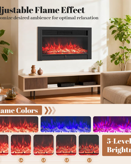 Insert de cheminée électrique Giantex 36" avec télécommande, 2 modes de chauffage et minuterie de 8h