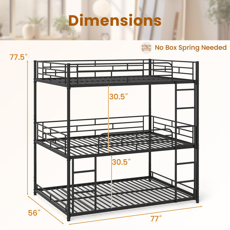 Giantex Full Metal Bunk Bed Frame with Dual Ladders & Safety Guardrails for Teens Adults
