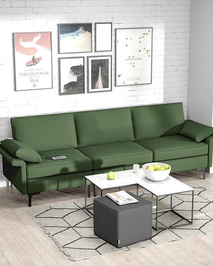 Giantex 3-Seat Sectional Sofa Couch, 100.5" L Convertible Sleeper with USB Port & Outlet