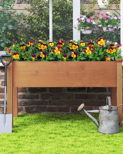 49" L x 23 W x 30 H Elevated Wood Planter Box with Protective Liner and Drain Hole