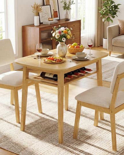 Giantex Dining Table Set for 2 | Space Saving Kitchen Table and Chairs Set w/Rubber Wood Frame