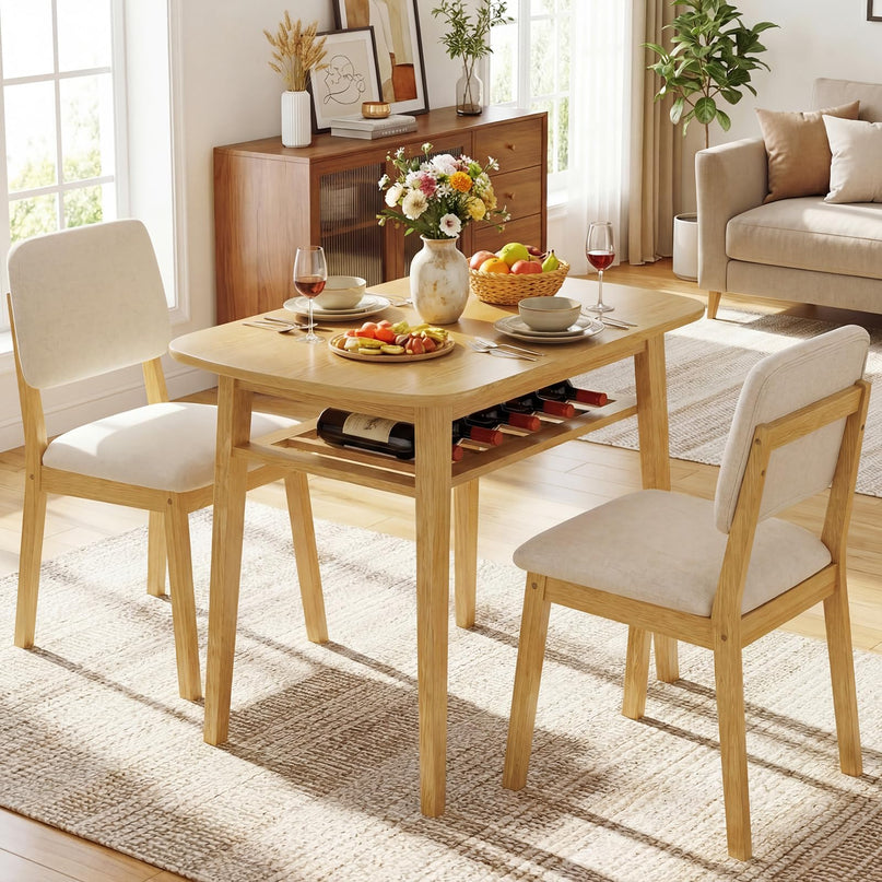 Giantex Dining Table Set for 2 | Space Saving Kitchen Table and Chairs Set w/Rubber Wood Frame