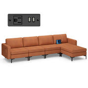 4 Seat Chaise Lounge 1 USB Socket / Orange