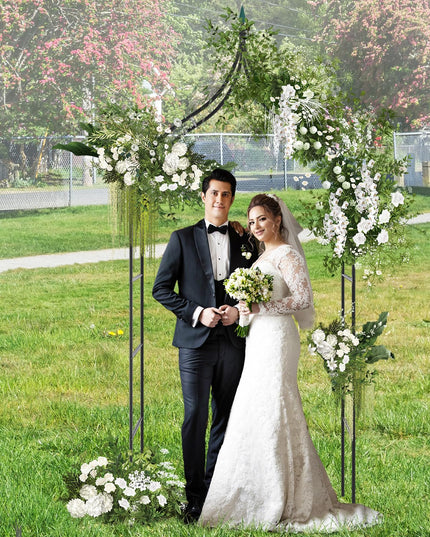 Giantex Metal Garden Arbor Wedding Arch, 9.5 FT Wedding Arbor for Ceremony, Pergola Arbor for Climbing Plant Roses Vines