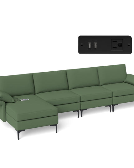 Giantex 130.5" L Convertible Sofa Couch, Sectional Sleeper