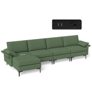 4 Seat Chaise Lounge 1 USB Socket / Green