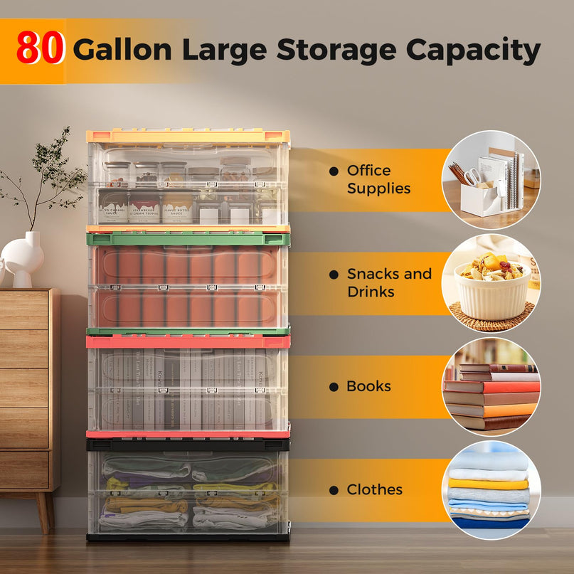 Folding Organizer Cube with Double Doors for Home Office Closet, 4 Packs