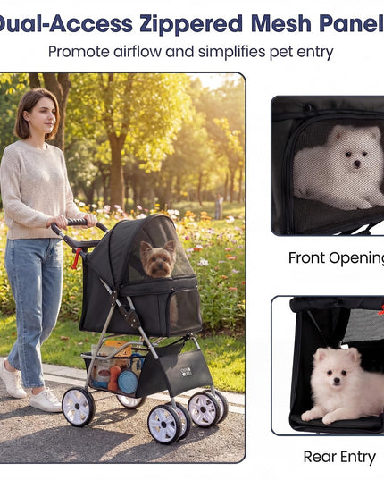 Giantex Foldable Pet Stroller for Small Dogs & Cats