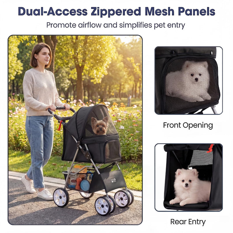 Giantex Foldable Pet Stroller for Small Dogs & Cats