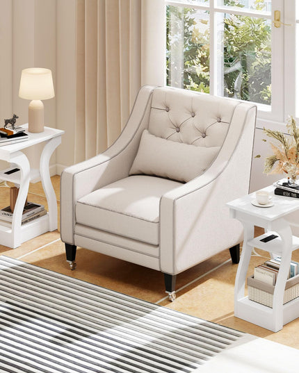 Giantex End Tables with Charging Station Set of 2 |Vintage Nightstands for Living Room