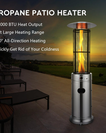 Giantex Outdoor Propane Patio Heaters Floor-Standing Round W/Dancing Flame