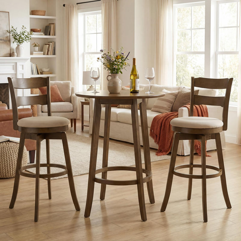 Giantex Tabourets de bar pivotants lot de 2 ou 4 | Tabourets hauteur bar de 77,5 cm avec assise en tissu rembourré
