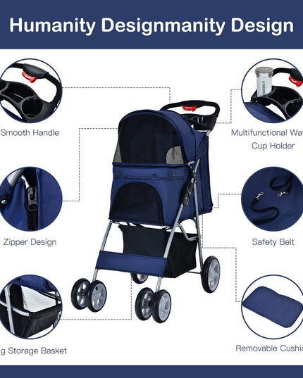 Pet Stroller for Small Medium Dogs Cats Puppy - Giantex