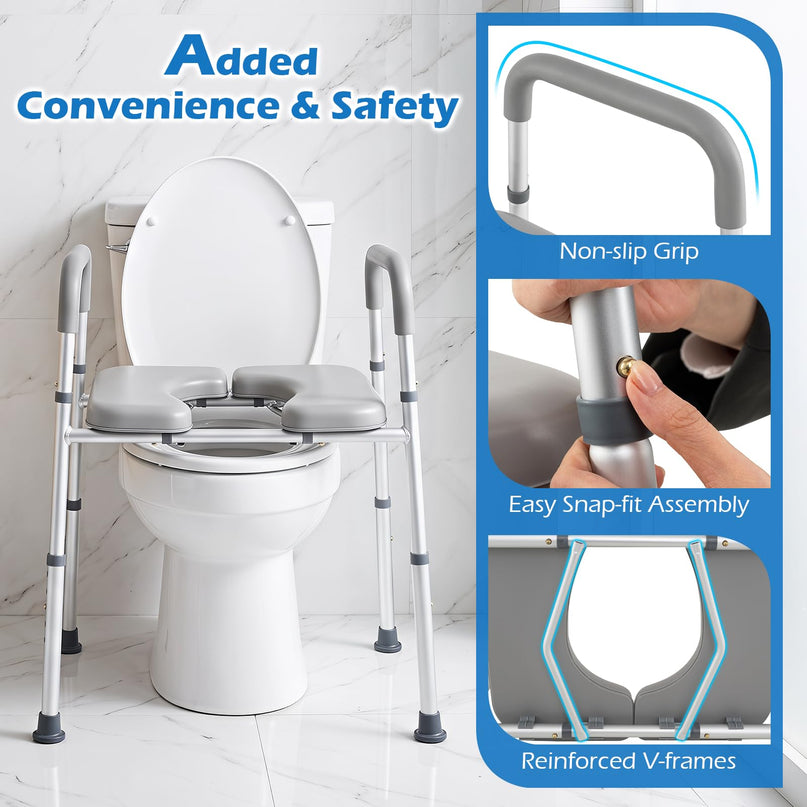 Giantex Raised Toilet Seat with Handles for Seniors