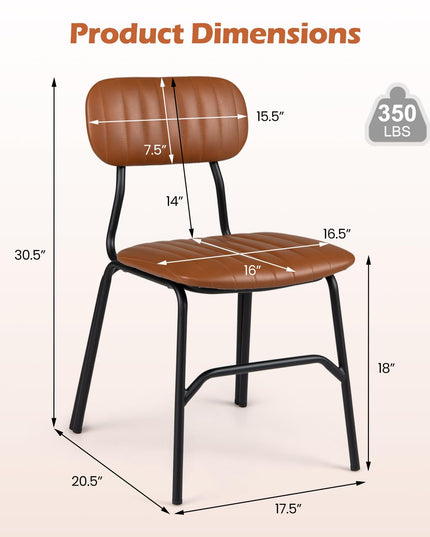 GIANTEX Modern Dining Chairs Set w/ Ergonomic Back & Metal Legs