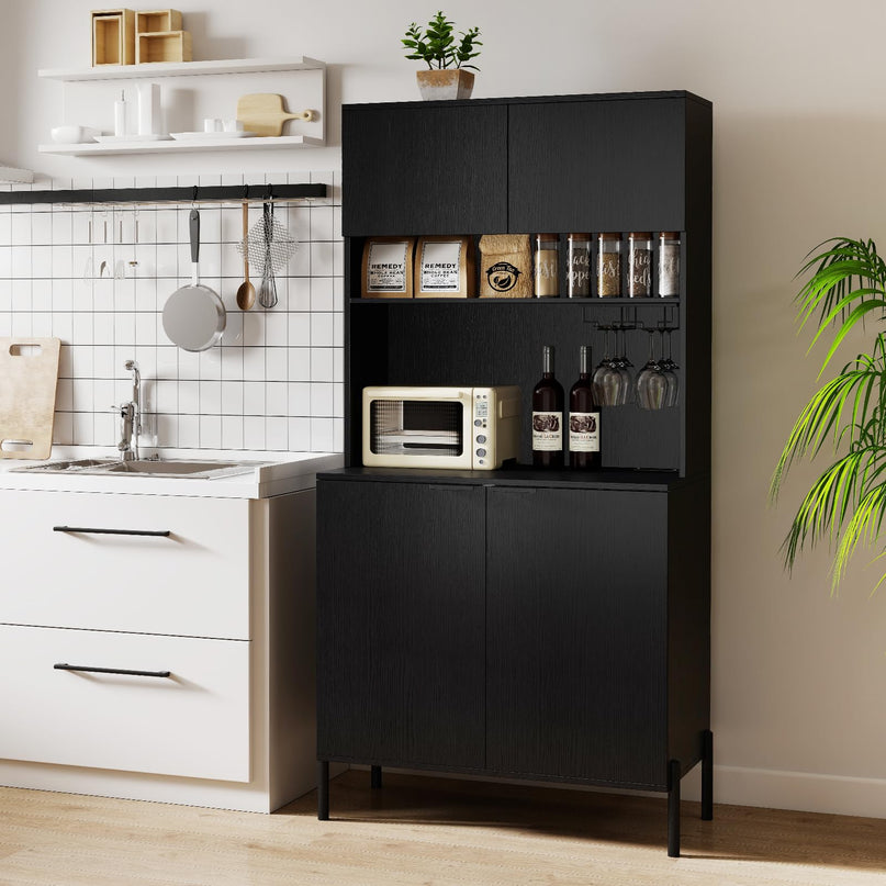 Giantex 64.5" Kitchen Pantry Cabinet with Charging Station