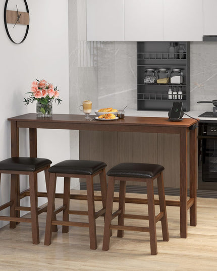 Giantex Dining Table Set, Kitchen Table Set, 4-Piece Counter Height Dining Set with 3 Upholstered Stools