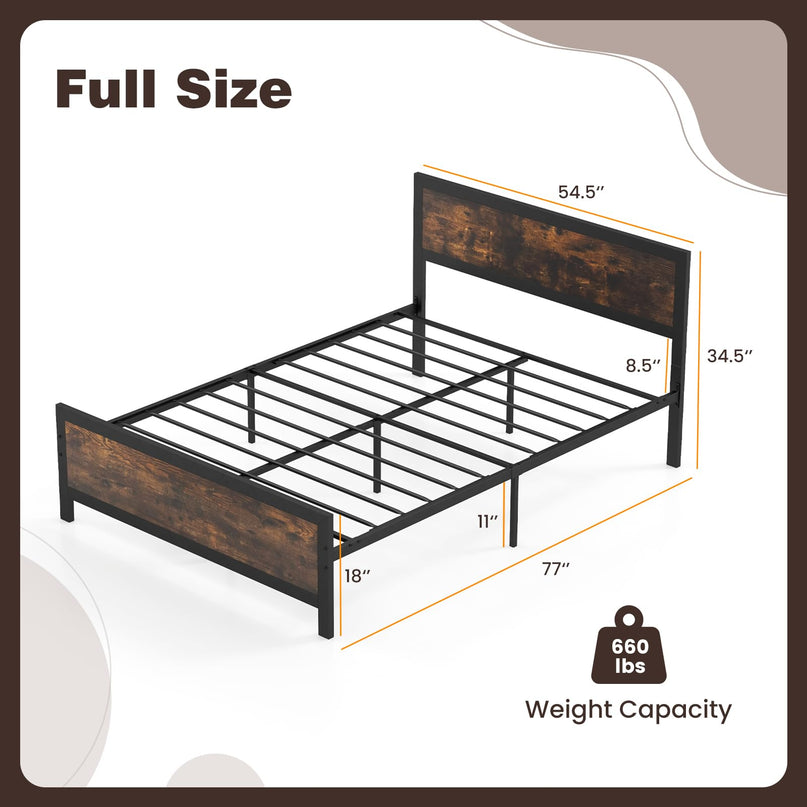 Giantex Metal Platform Bed Frame with Wood Headboard and Footboard