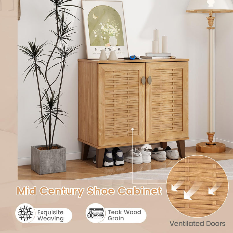 Giantex 4-Tier Shoe Cabinet with 2 Doors & 3 Removable Shelves
