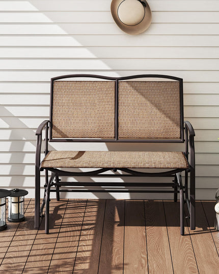 Giantex 2-Person Outdoor Rocking Chair with Metal Frame and Breathable Fabric