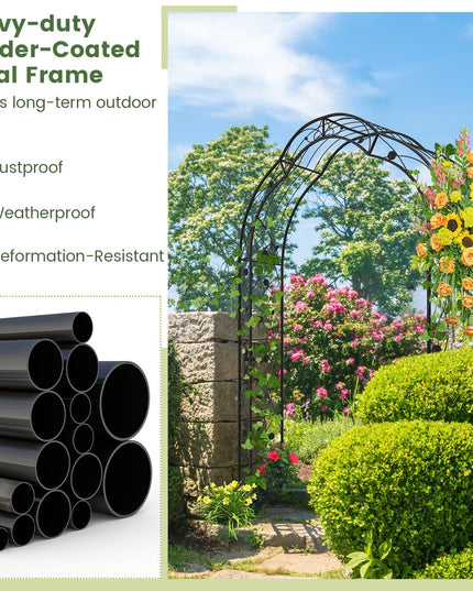 Giantex Garden Arch, 8.2 FT Metal Garden Arbor with 7 Sizes Combination and 6 Stakes