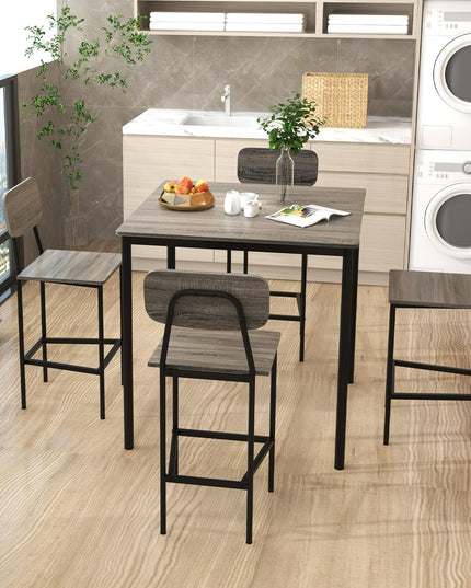 Giantex 5-Piece Dining Table Set W/Counter Height Table & 4 Bar Stools