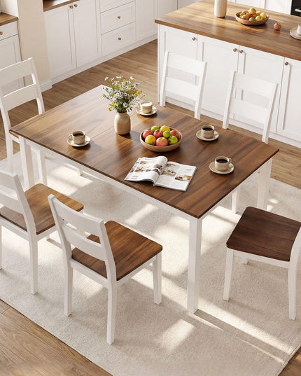 Tables de salle à manger rectangulaires Giantex 60 pouces avec pieds en bois d'hévéa massif