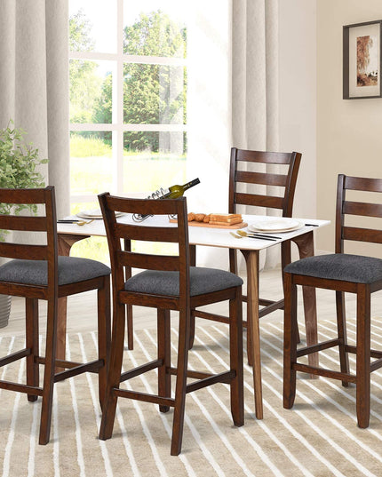 Upholstered Bar Stools with Solid Rubber Wood Frame, Foam-Padded Cushion