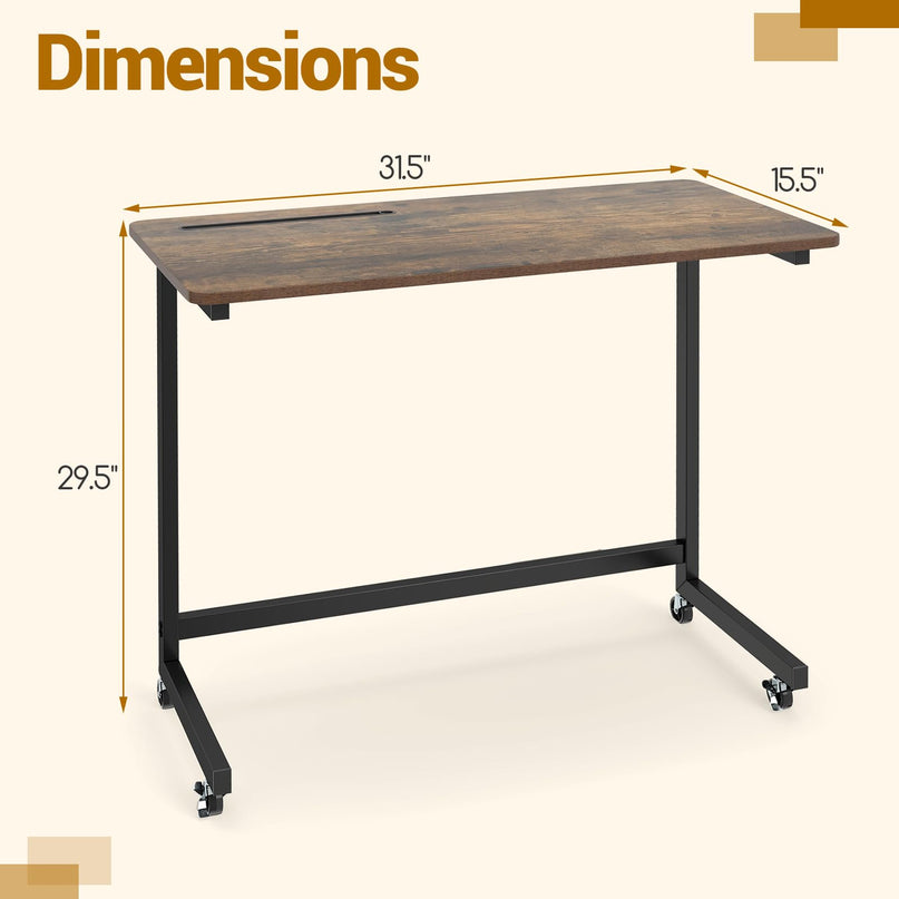 Giantex Table d'appoint mobile en forme de C - Table de chevet roulante avec fente pour tablette ( 1/2 )