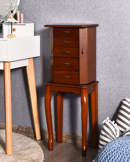 Giantex Standing Jewelry Cabinet Armoire with Top Flip Mirror