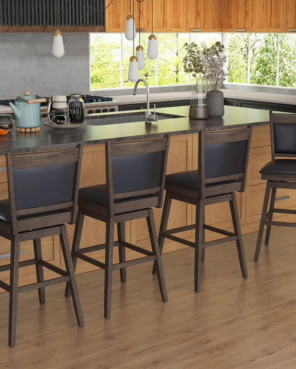 Giantex 29" Bar Stools Set, Upholstered Swivel Bar Chairs with Ergonomic Back