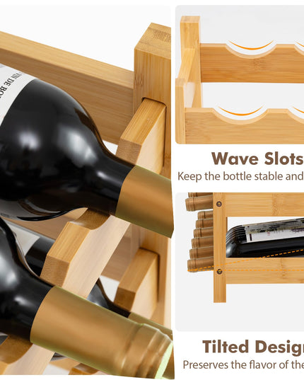 Giantex Bamboo Wine Rack, 2/3 Tier 12/18 Bottle Wine Storage Cabinet Shelf