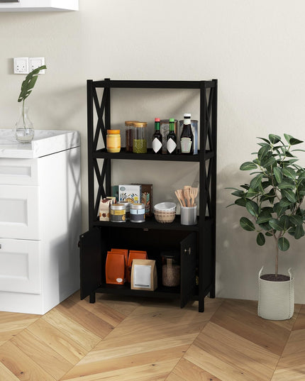 Giantex Storage Cabinet, Freestanding Storage Organizer with Open Shelves, Double Doors