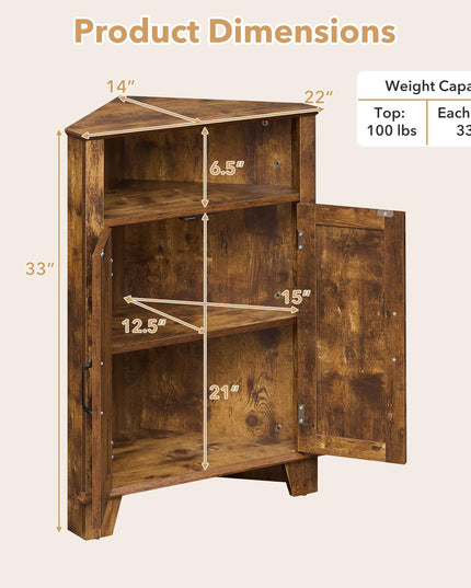 Giantex Farmhouse Bathroom Floor Corner Storage Cabinet with Open Storage