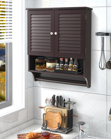 Giantex Bathroom Cabinet Wall Mounted - Hanging Medicine Cabinet with 2 Louvered Doors