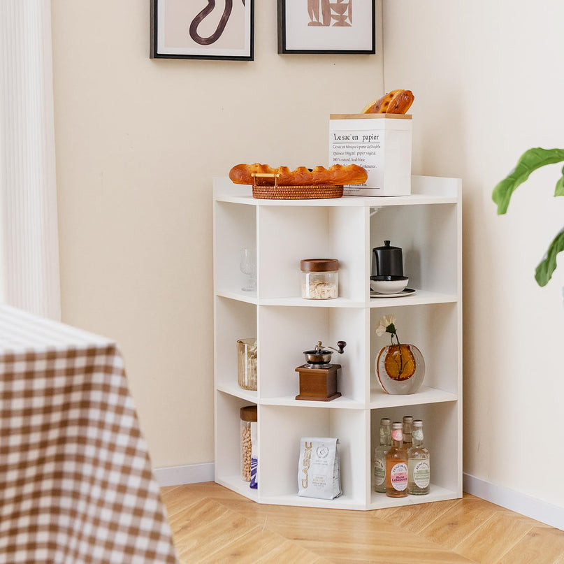 Giantex 3-Tier Corner Cabinet with Charging Station