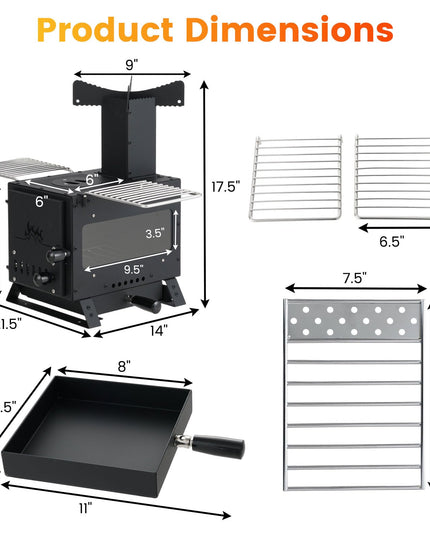 Giantex Hot Tent Stove with 3 Cooking Positions Anti-scalding Door Handle & 2 Grills