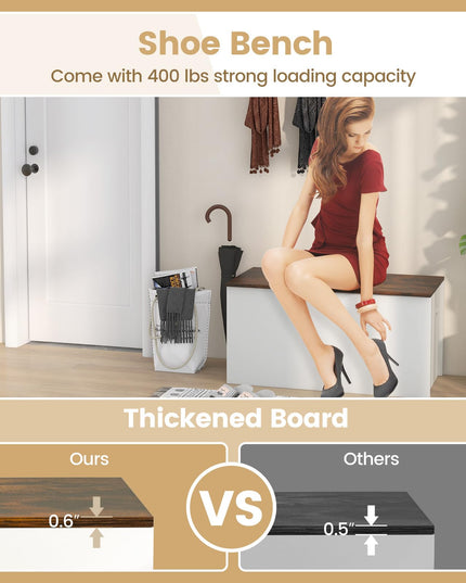 Giantex Flip-top Storage Chest, Lift Top Storage Bench w/Pneumatic Rod & Safety Hinges