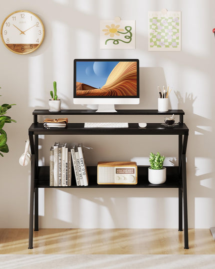 Giantex Compact Computer Desk for Small Spaces with Monitor Stand