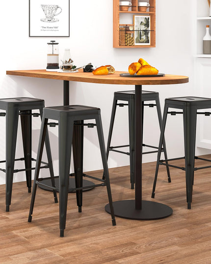 Giantex Metal Backless Bar Stools Set of 4, 30" Bar Height Modern Industrial Barstools w/Cut-out Handle