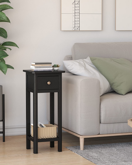 Small End Table | Wooden Slim Side Table for Small Space
